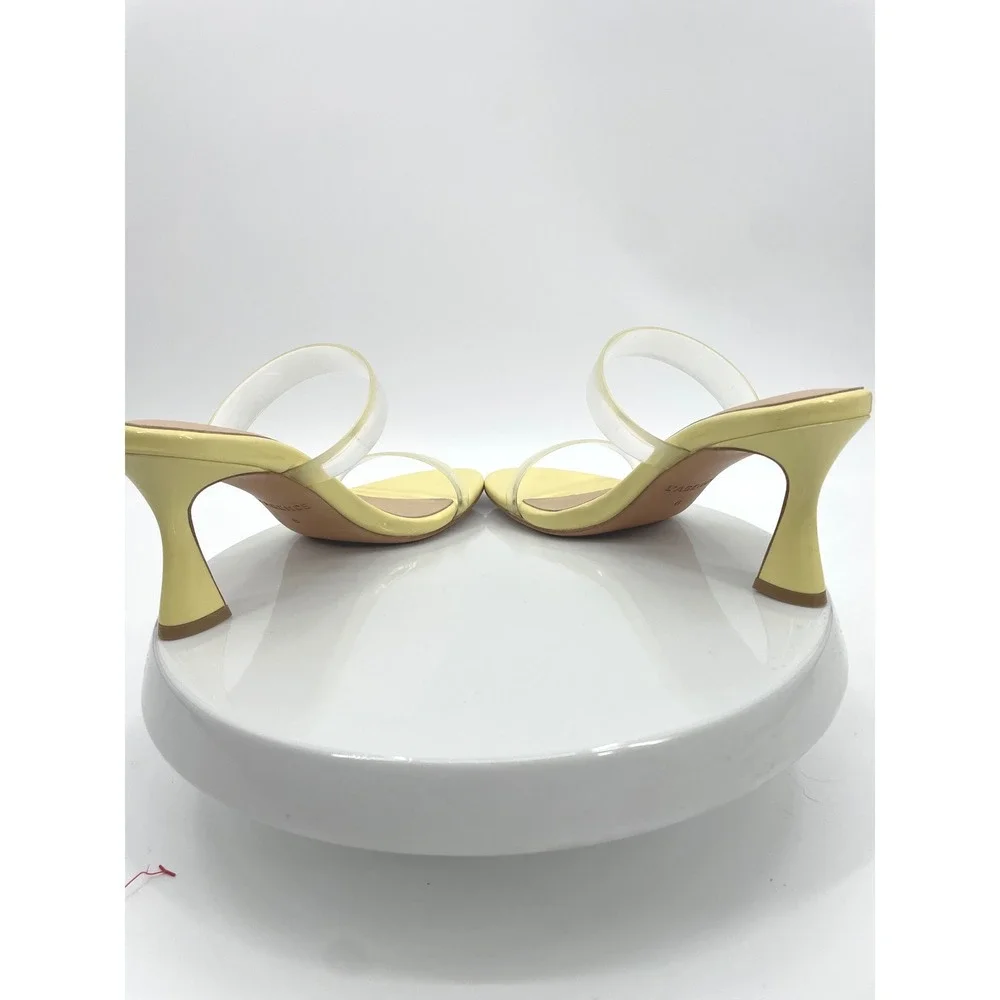 L'AGENCE Idalie Slide Sandals‎ Womens 6 Yellow Leather Clear Strap Mule Heel